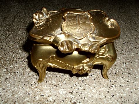 weidlich brothers gilt metal trinket box|VTG. ART NOUVEAU CAST GILT METAL JEWELRY TRINKET .